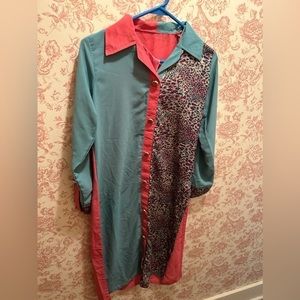 90s Three Tone Pastel Leopard Tunic